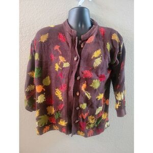 Vintage Christine Foley fall sweater with acorn button size 1